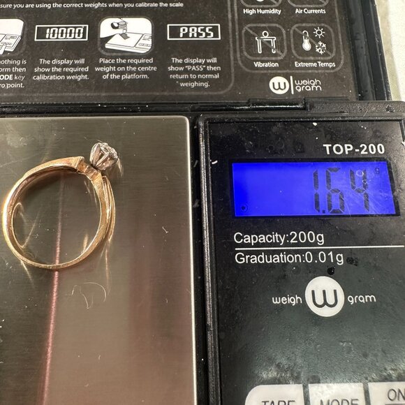 Vintage Gold-Toned Solitaire Diamond Ring W/ Elegant Band 10KT 1.64 GR SZ 7 3/4 - Picture 8 of 10